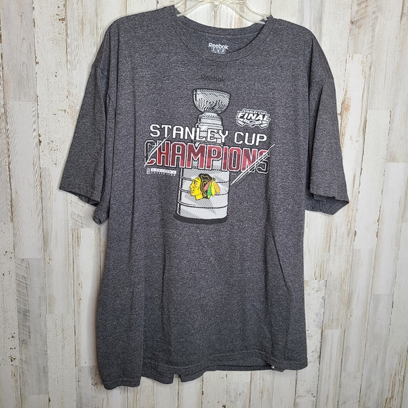 Reebok Chicago Blackhawks Stanley Cup Champions 2015 Tshirt Unisex 2XL - Picture 8 of 10